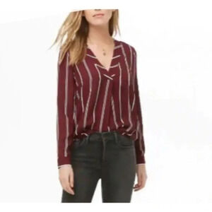 “Forever 21” Burgundy & Creme Stripe Blouse